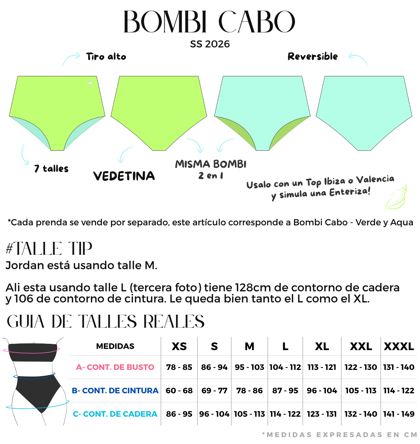 bombacha vedetina tiro alto verde y aqua